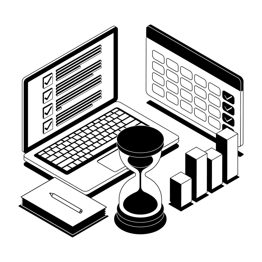 Isometric outline time management illustration 23 2148832142
